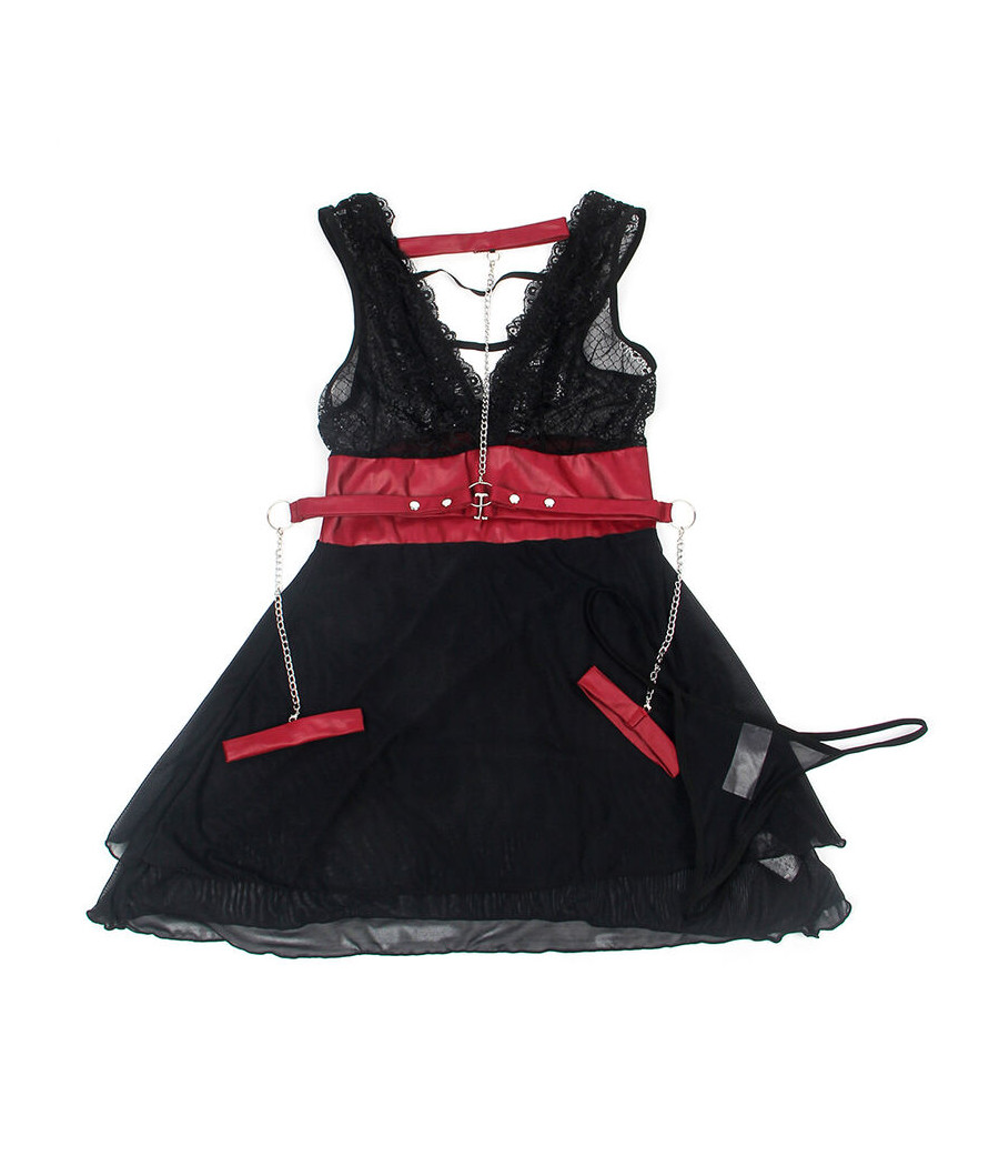 SUBBLIME - 954437 ROBE BONDAGE EN DENTELLE NOIRE L/XL