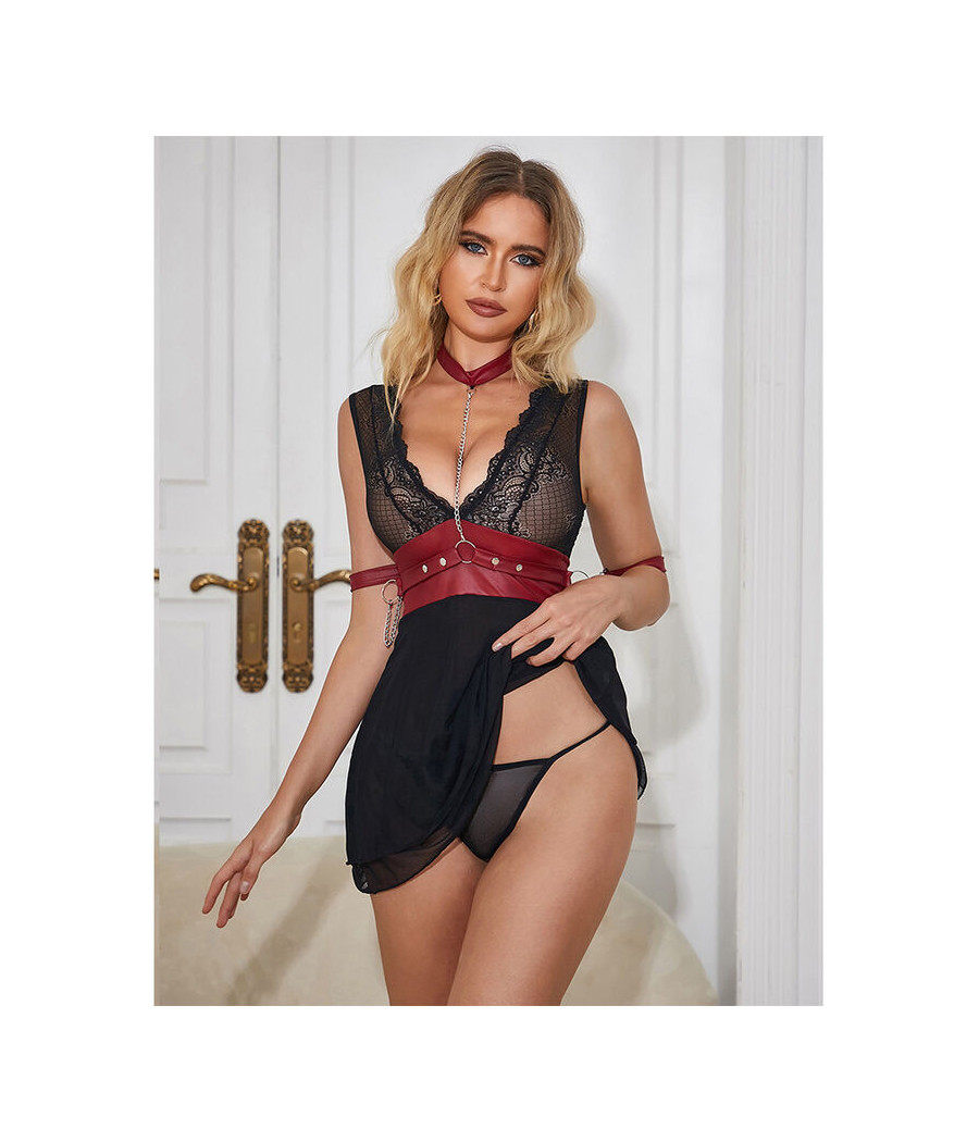 SUBBLIME - 954437 LACE BONDAGE DRESS BLACK L/XL