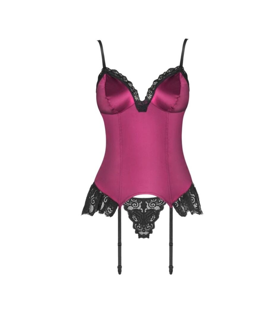 LIVCO CORSETTI FASHION - AGRAFENA CF 90436 CORSET + TANGA BORGONHA S/M