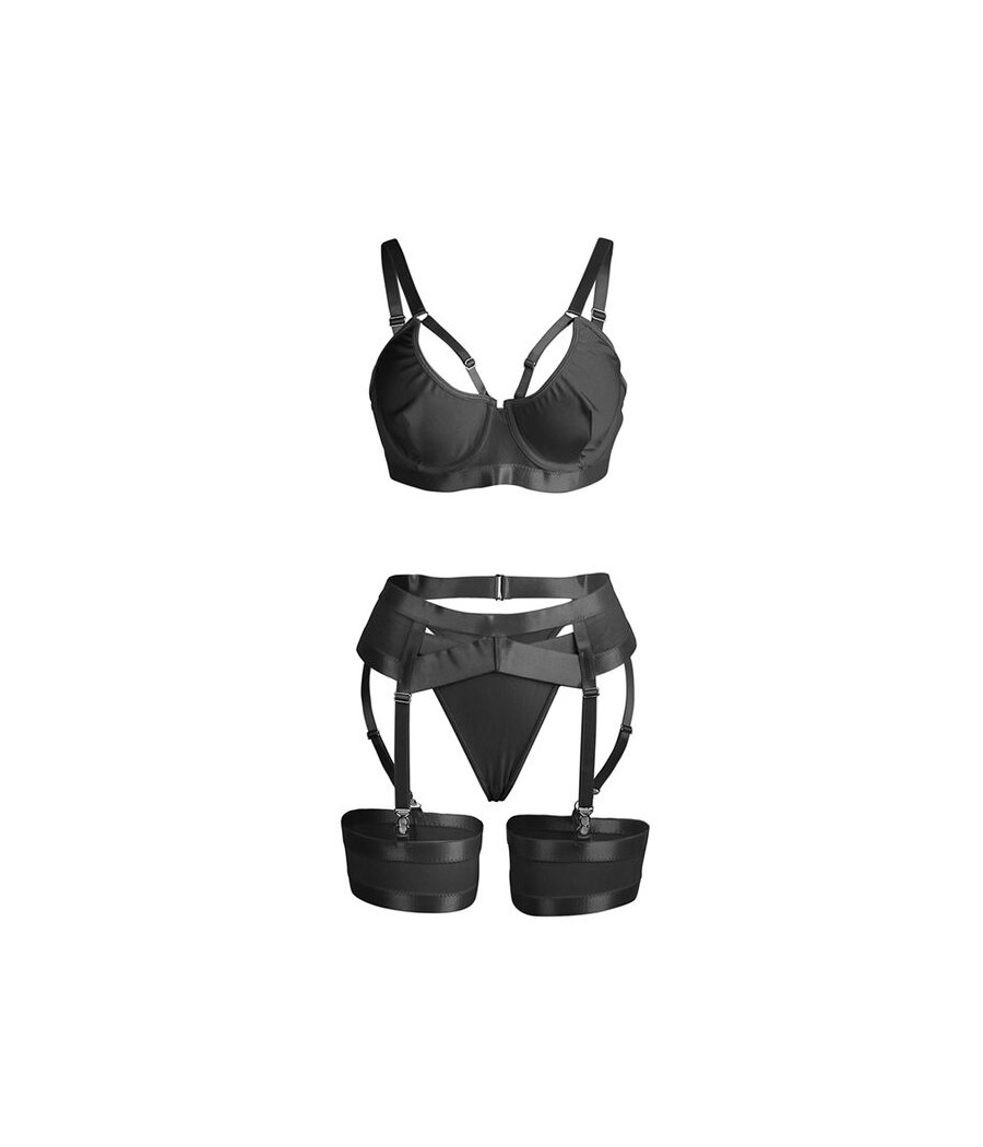 SUBBLIME - 955243 REGGISENO BONDAGE NERO CON GIARRETTIERA L/XL