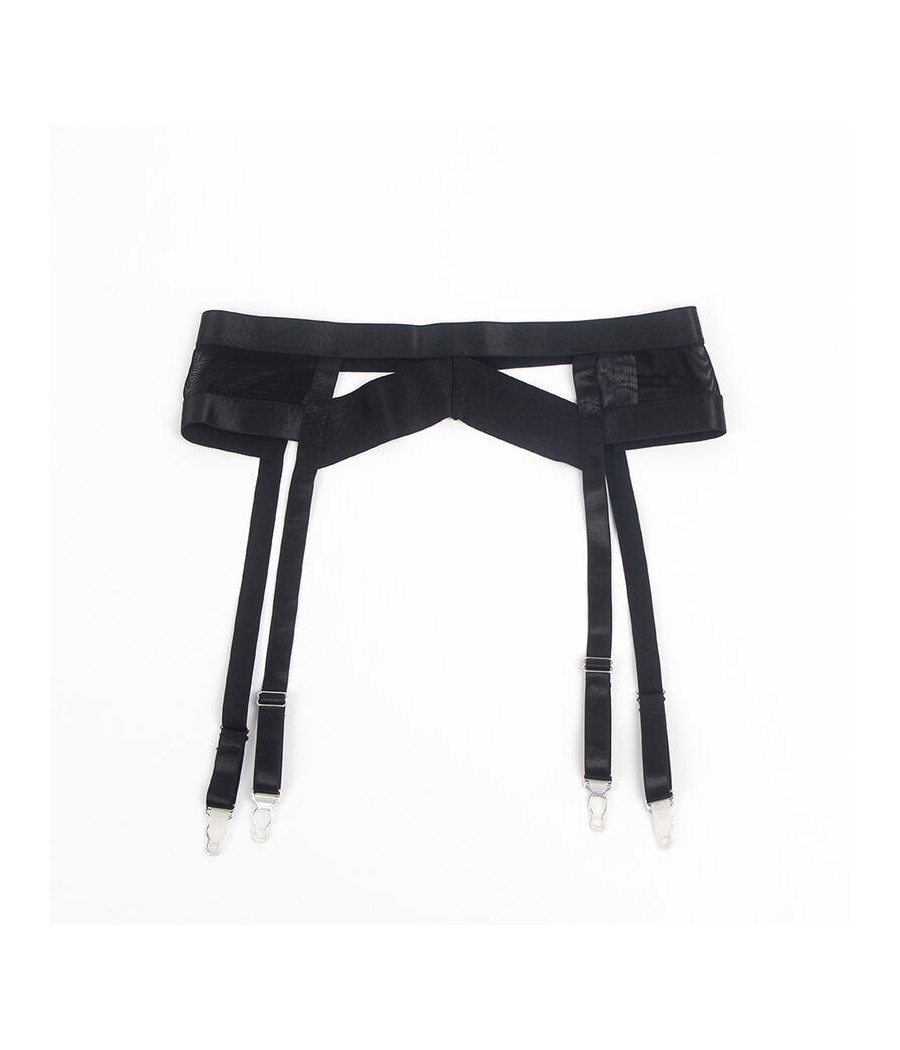 SUBBLIME - 955243 SCHWARZER BONDAGE-BH MIT STRUMPFBAND-SET L/XL