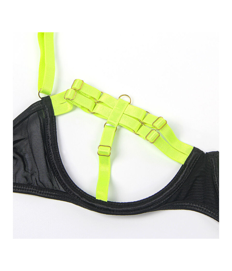 SUBBLIME - 955274 CONJUNTO DE SUTIÃ COM COLAR E DETALHES NAS PERNAS VERDE FLUORESCENTE S/M