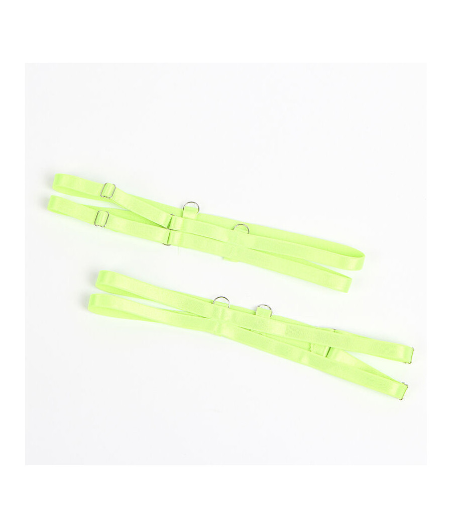 SUBBLIME - 955311 BH-SET MIT SPITZE UND STRUMPFBAND GRÜN UND BLAU S/M