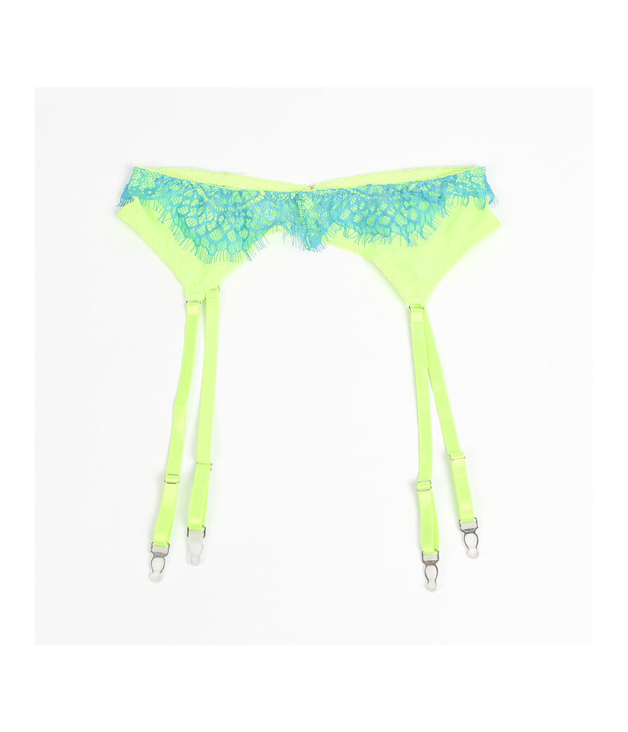 SUBBLIME - 955328 BRA SET WITH LACE AND GARTER LINES GREEN AND BLUE L/XL