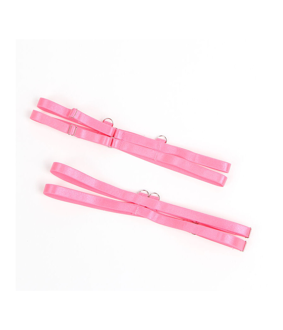 SUBBLIME - 955359 BH-SET MIT SPITZE UND STRUMPFBÄNDERN ROSA UND LILA S/M