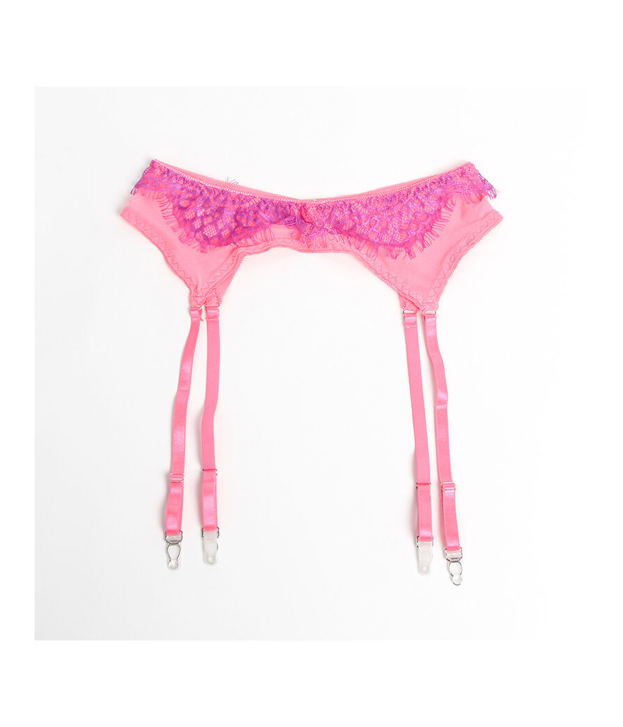 SUBBLIME - 955359 SET OF BRA WITH LACE AND GARTER LINKS PINK AND PURPLE S/M