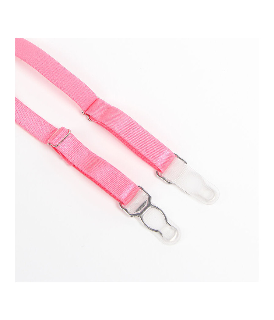 SUBBLIME - 955366 BH-SET MIT SPITZE UND STRUMPFBAND ROSA UND LILA L/XL