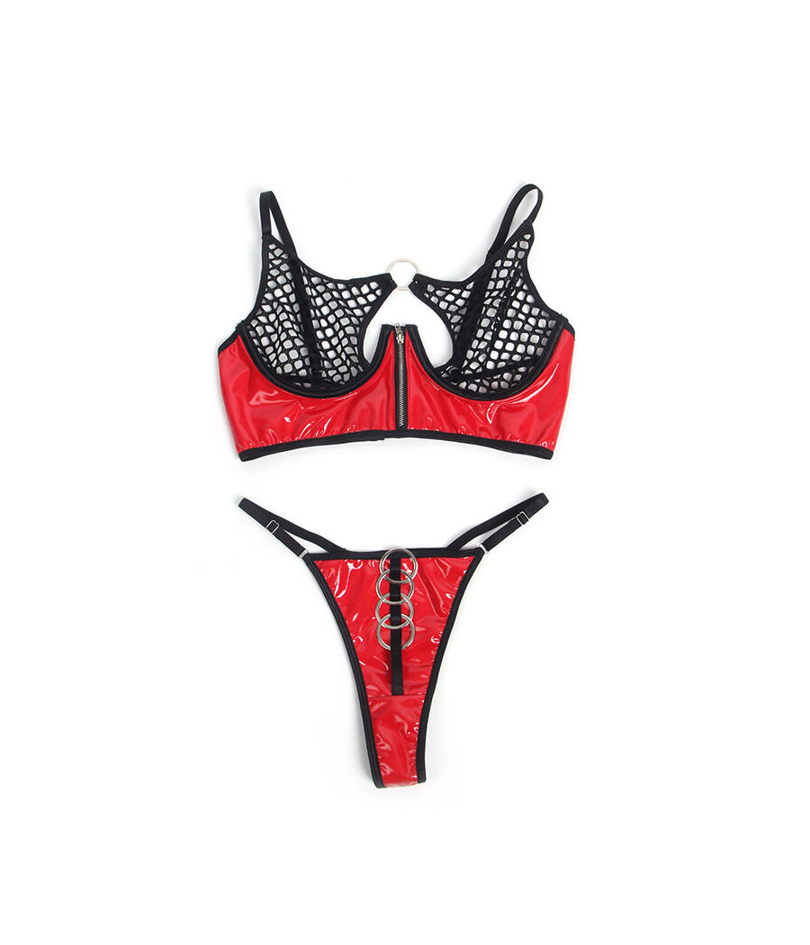 SUBBLIME - 955533 REGGISENO IN VERNICE ROSSA CON CERNIERA E REGGISENO A RETINO S/M