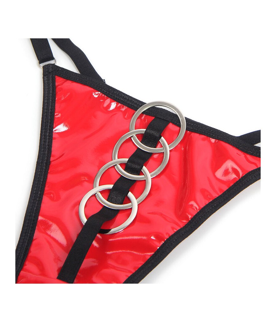 SUBBLIME - 955533 ROTES LACKLEDER-NETZ-ZIPPER-BH-SET S/M