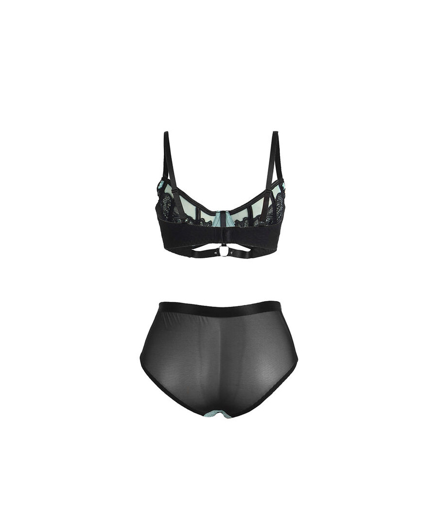 SUBBLIME - 955557 CONJUNTO SUJETADOR CON CREMALLERA DE MALLA DE CHAROL VERDE S/M