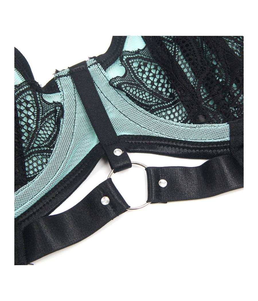 SUBBLIME - 955564 CONJUNTO SUJETADOR CON CREMALLERA DE MALLA DE CHAROL VERDE L/XL