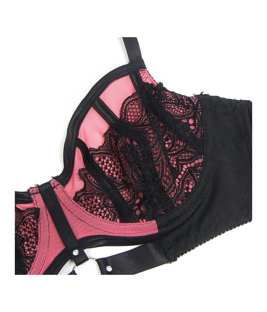 SUBBLIME - 955571 PINK PATENT LEATHER MESH ZIPPER BRA SET S/M