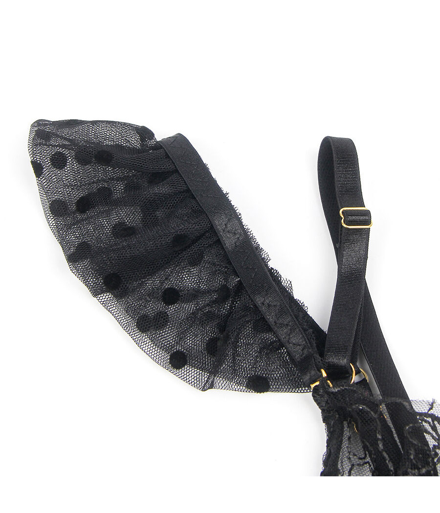 SUBBLIME - 957483 CONJUNTO DE SUTIÃ E LIGA DE RENDA PRETO S/M