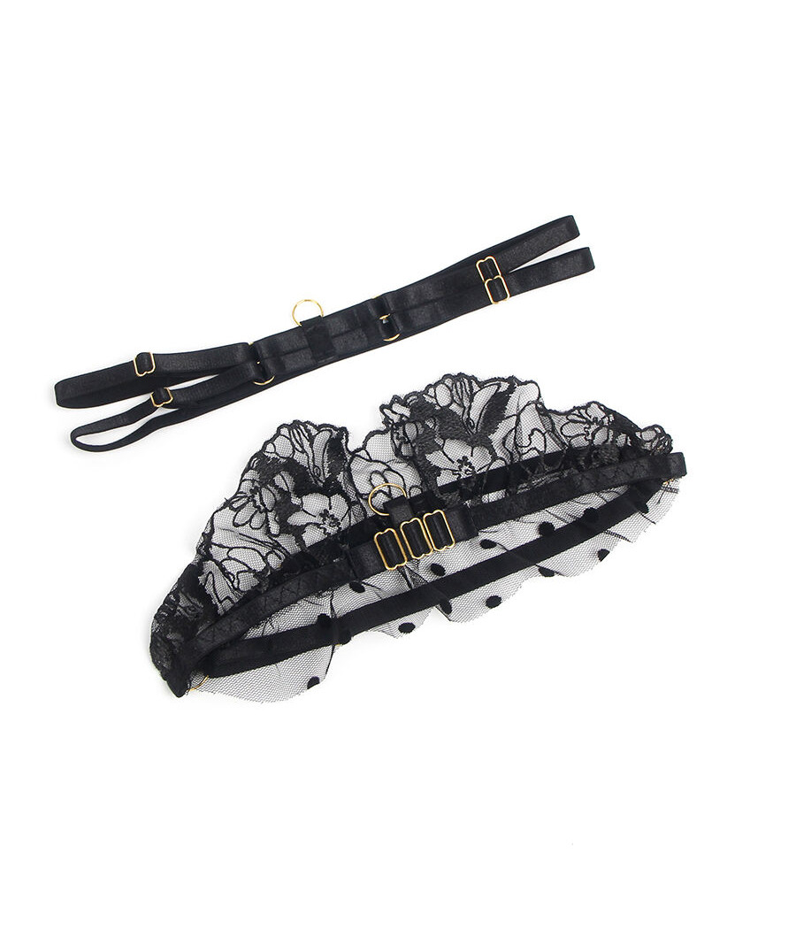 SUBBLIME - 957483 SPITZEN-BH UND STRUMPFBAND-SET SCHWARZ S/M