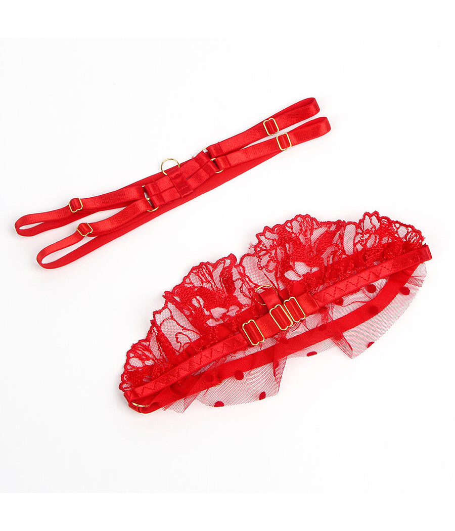 SUBBLIME - 957506 ENSEMBLE SOUTIEN-GORGE ET JARRETELLE EN DENTELLE ROUGE S/M