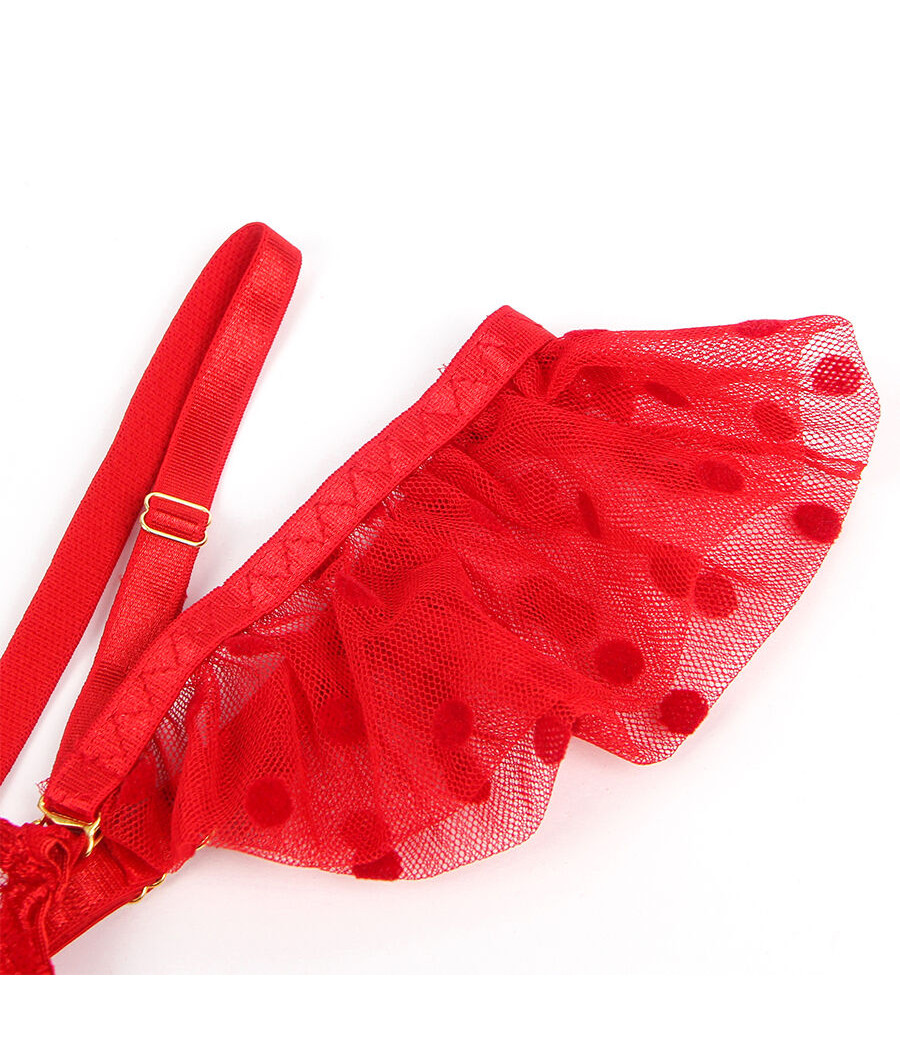 SUBBLIME - 957513 COMPLETO REGGISENO E GIARRETTIERA IN PIZZO ROSSO L/XL