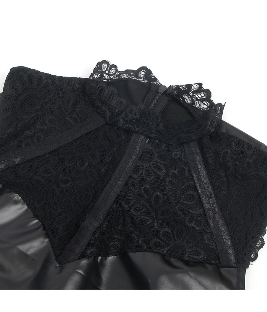 SUBBLIME - 957544 LEDERKLEID MIT SPITZENKRAGEN SCHWARZ S/M