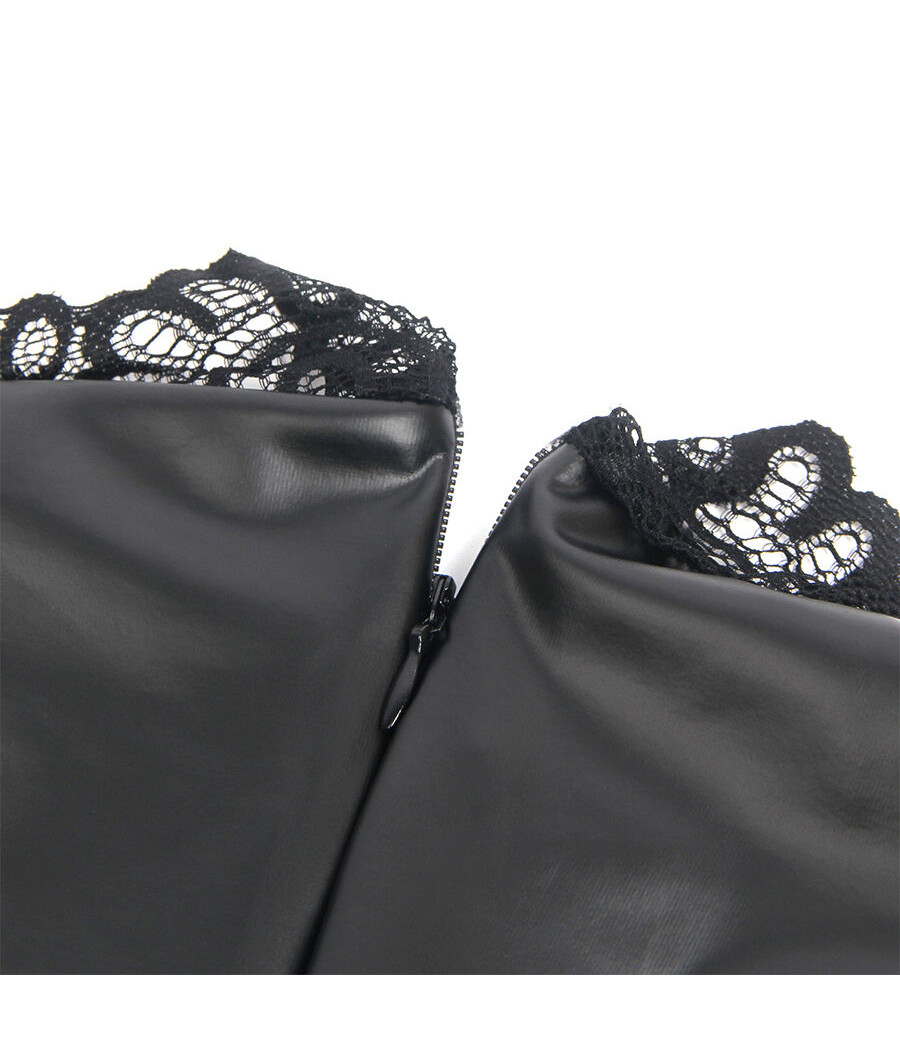 SUBBLIME - 957544 VESTIDO DE CUERO CON CUELLO DE ENCAJE NEGRO S/M