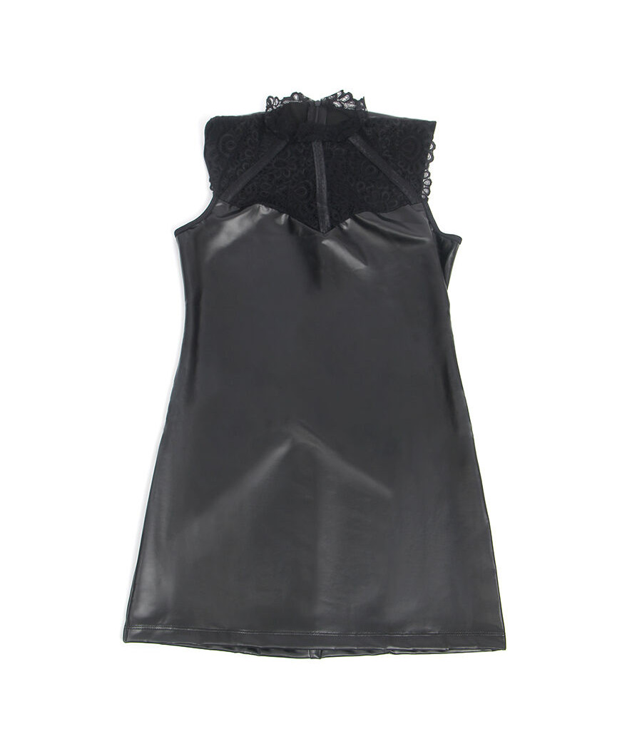 SUBBLIME - 957551 ROBE EN CUIR COL DENTELLE NOIR L/XL