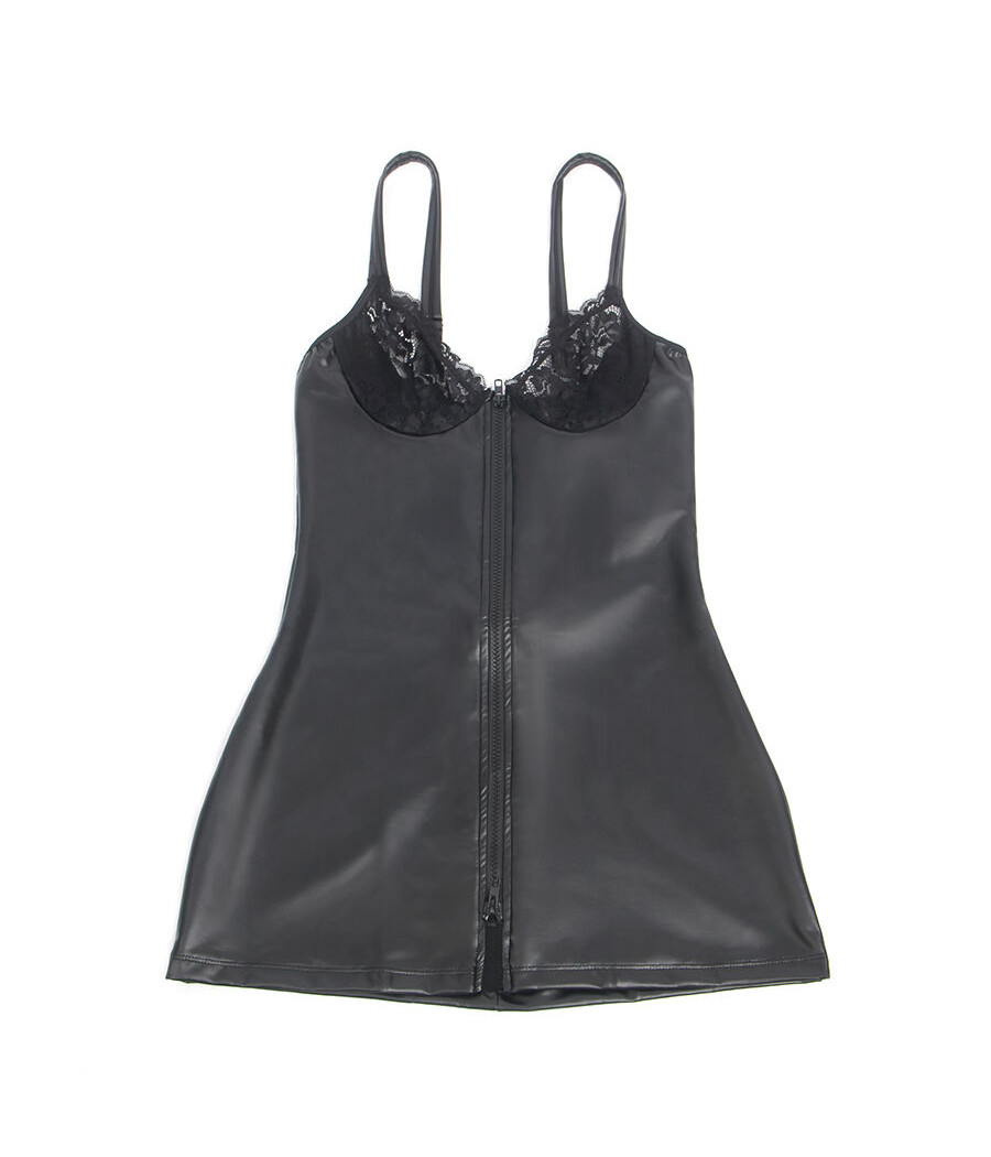 SUBBLIME - 957568 VESTIDO DE COURO COM ZÍPER PRETO S/M