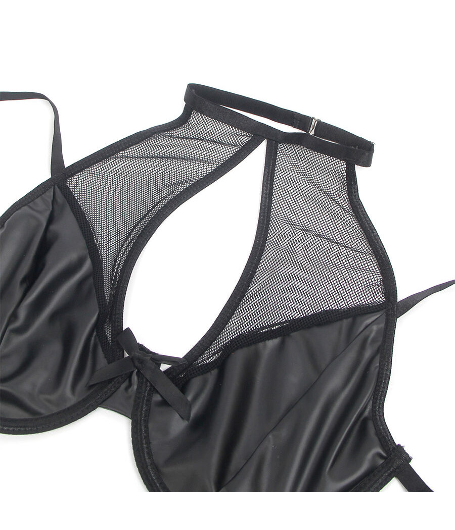 SUBBLIME - 957582 SET REGGISENO E GONNA IN PELLE NERO S/M