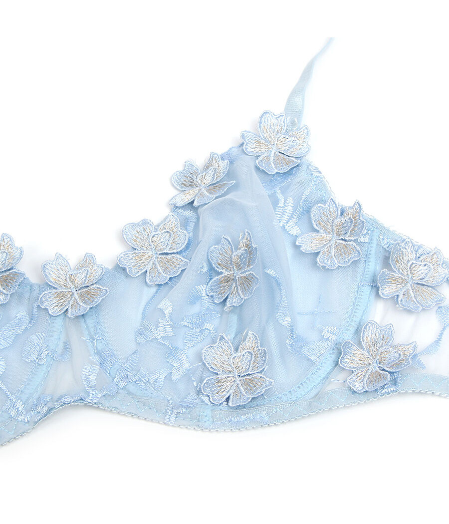 SUBBLIME - 957636 BH- UND SLIP-SET MIT BLUMENSTICKEREI HIMMELBLAU L/XL