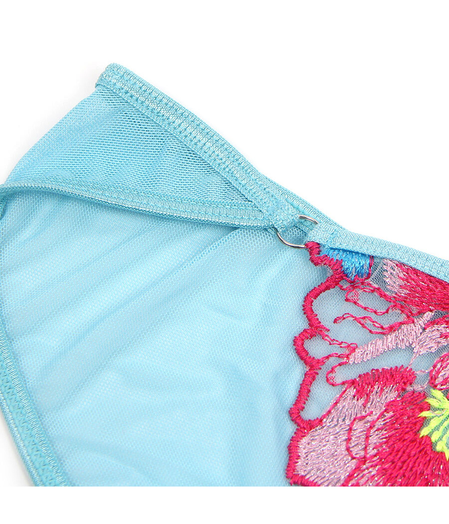 SUBBLIME - 957650 CONJUNTO SUJETADOR Y LIGUERO CON BORDADOS DE FLORES ROSAS L/XL