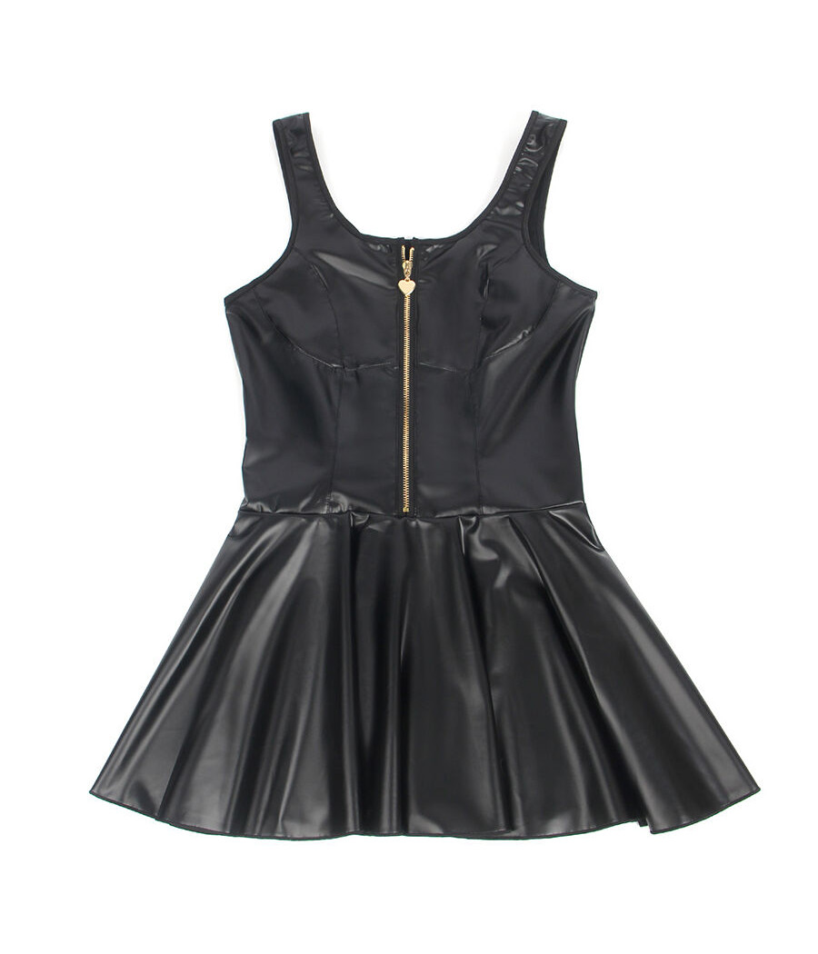SUBBLIME - 957667 HEART ZIPPER LEATHER DRESS BLACK S/M