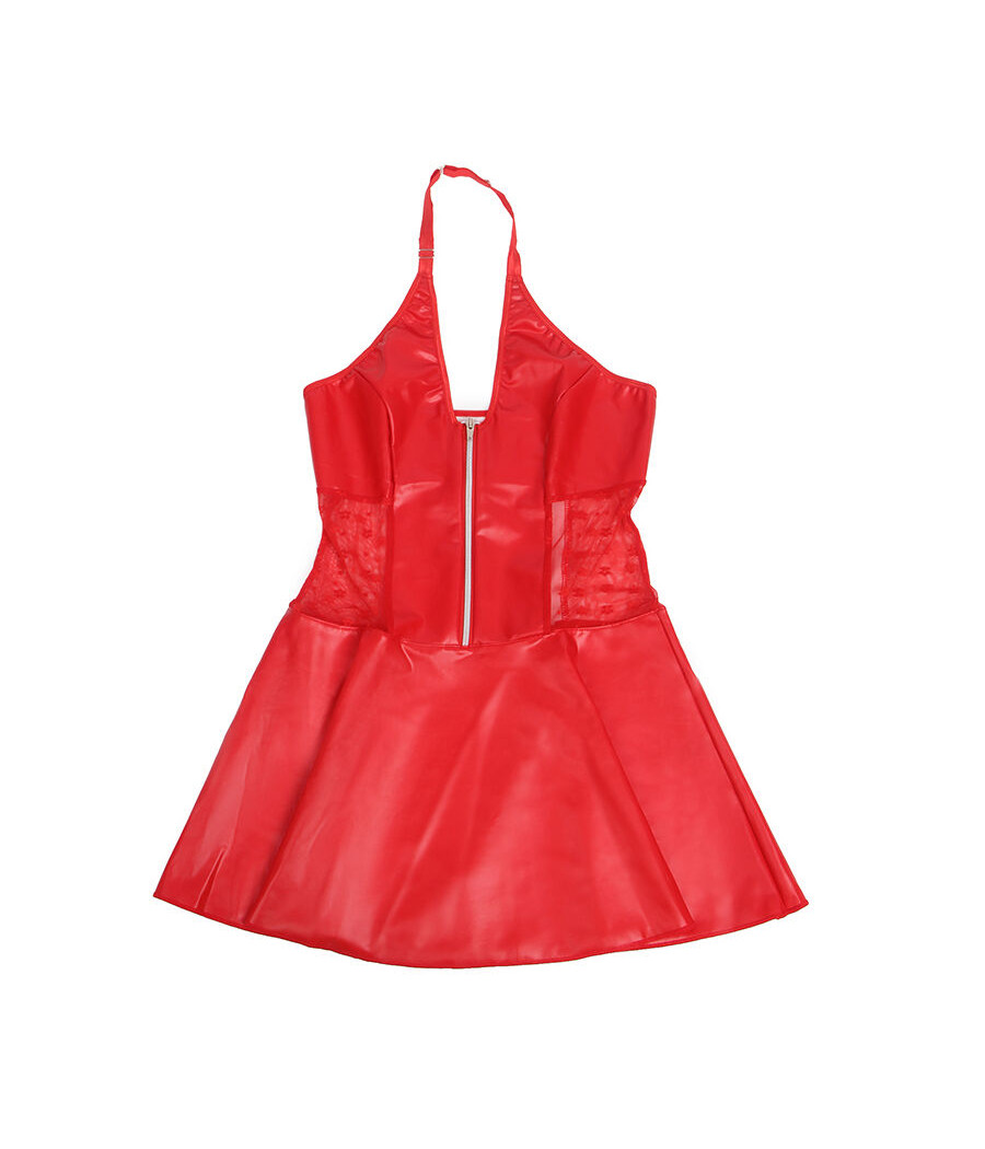 SUBBLIME - 957728 VESTIDO DE CUERO CON CREMALLERA Y ENCAJE ROJO S/M