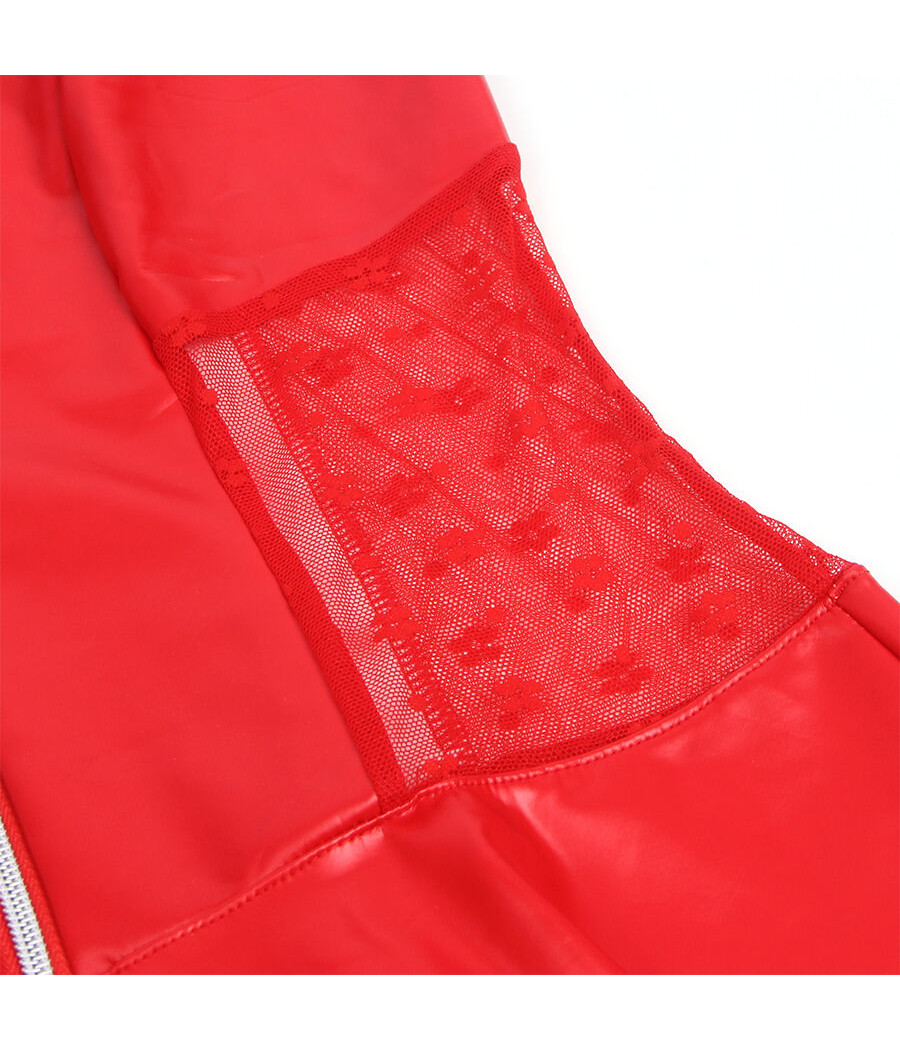SUBBLIME - 957728 ABITO IN PELLE CON ZIP E PIZZO ROSSO S/M