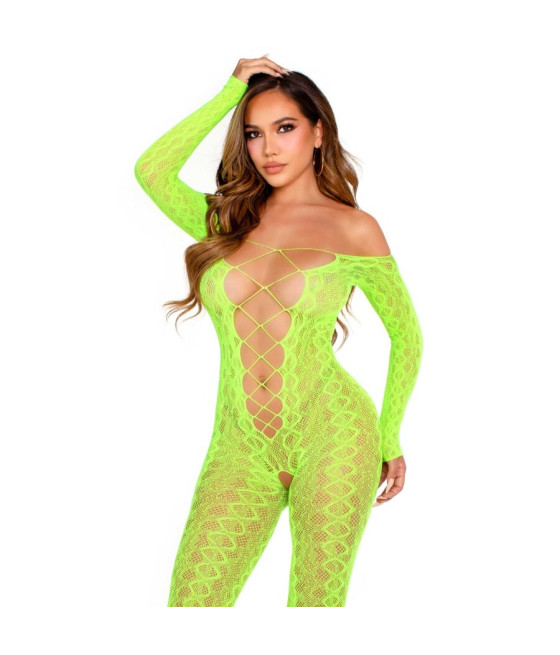 LEG AVENUE - BODYSTOCKING SENZA CAVALLO EXOTIC SNAKE LACE NEON GREEN