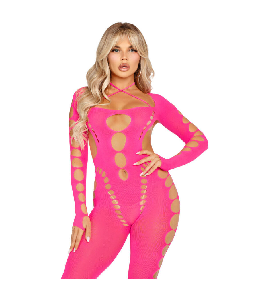 LEG AVENUE - BODYSTOCKING ROSA CON ESPALDA ABIERTA TALLA ÚNICA