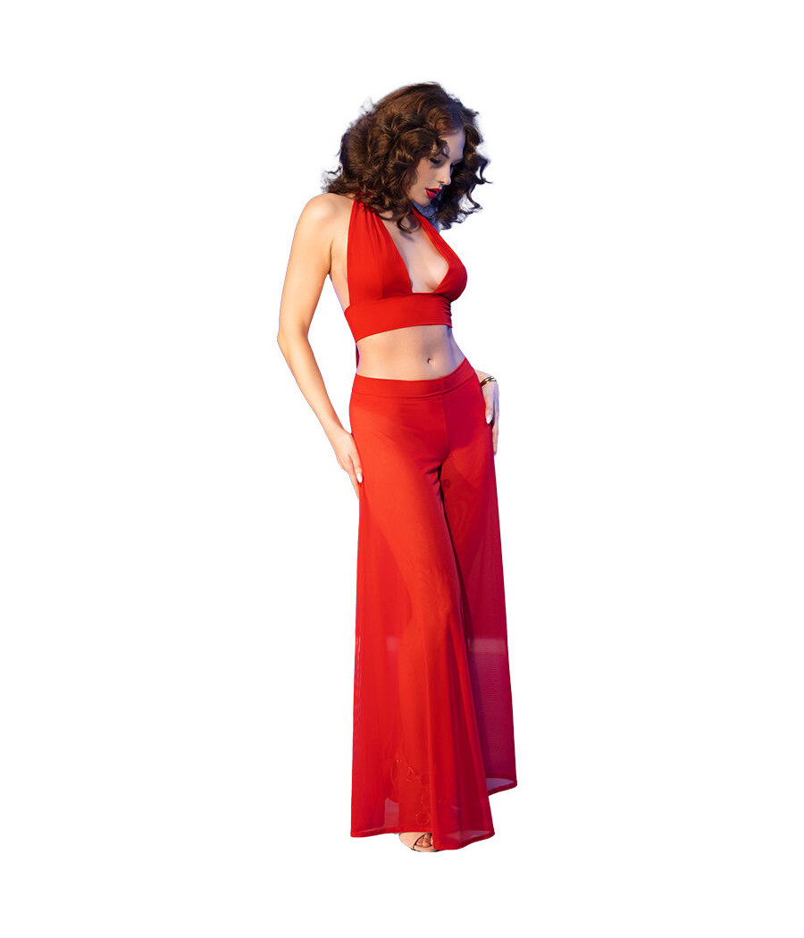 CHILIROSE - CR 4857 CONJUNTO DE BLUSA E CALÇA VERMELHA TAMANHO G