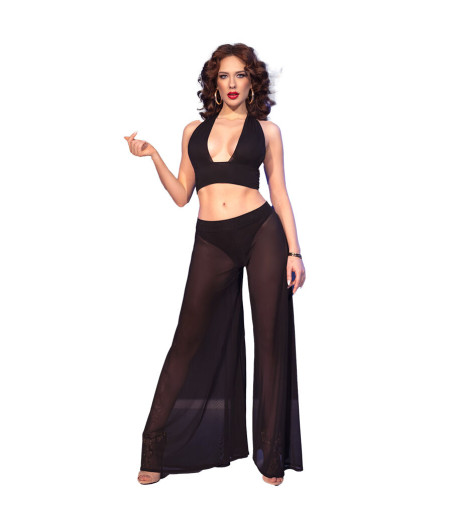 CHILIROSE - CR 4857 SCHWARZES TOP- UND HOSENSET, GRÖSSE S