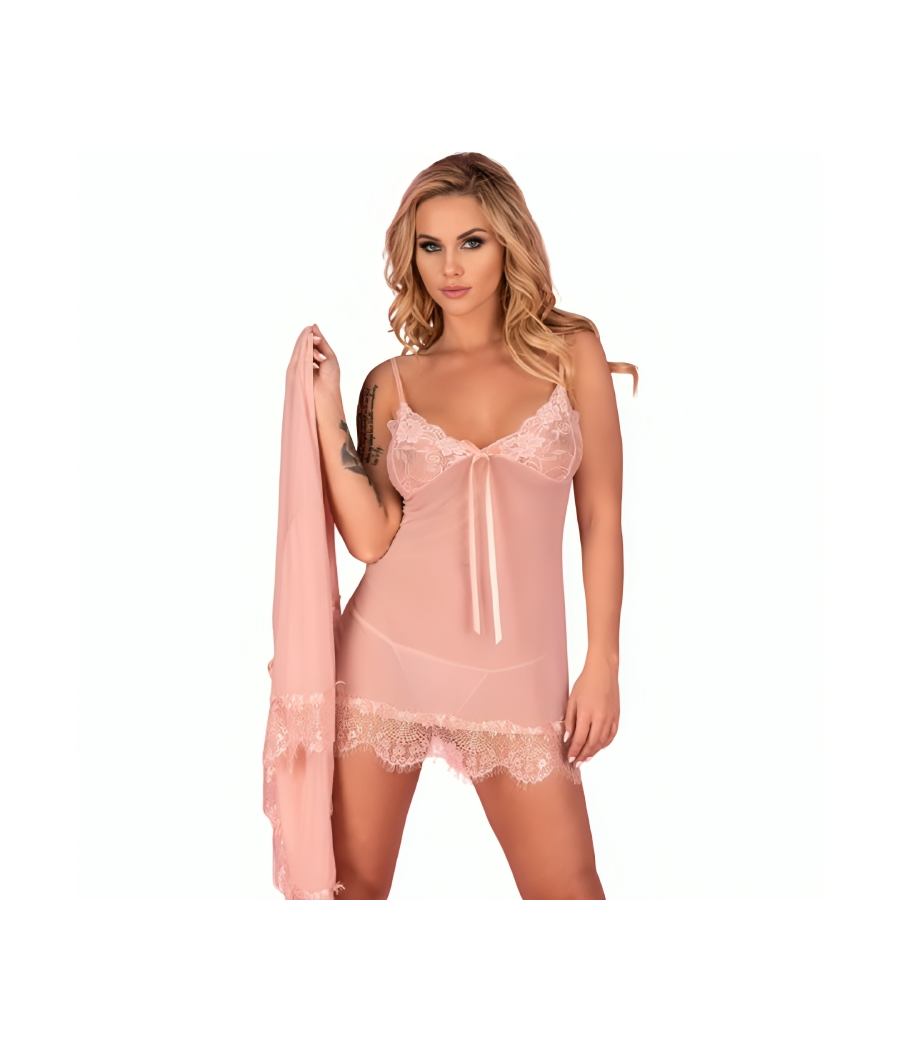 LIVCO CORSETTI FASHION - HYEONA 1710 BABYDOLL + TANGA ROSE L
