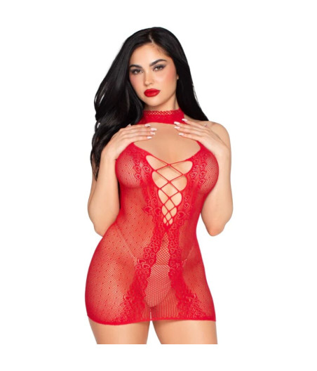 LEG AVENUE - 81675 MINI ABITO CON SCOLLO A V ROSSO - TAGLIA UNICA