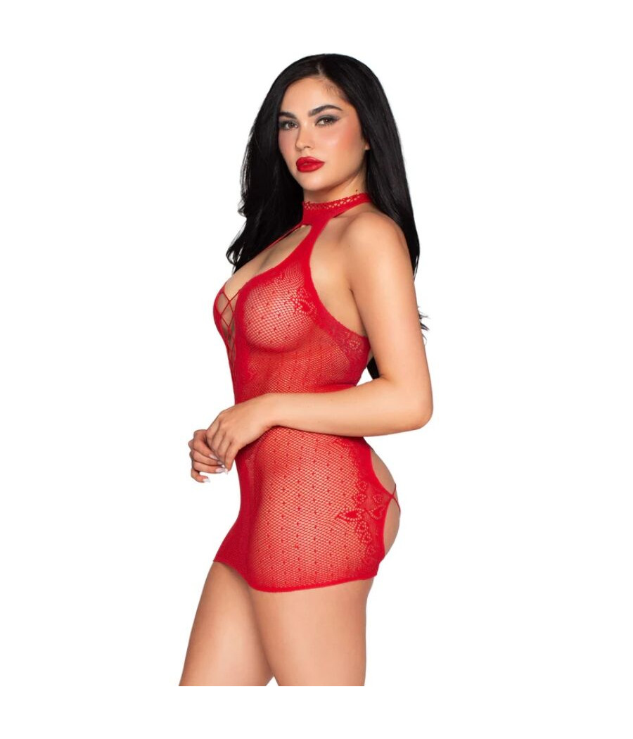 LEG AVENUE - 81675 ROBE MINI DOS NU ROUGE - TAILLE UNIQUE