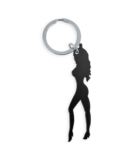 DIABLO PICANTE - PORTACHIAVI CON SILHOUETTE FEMMINILE DI COLORE NERO CON APRIBIRRA