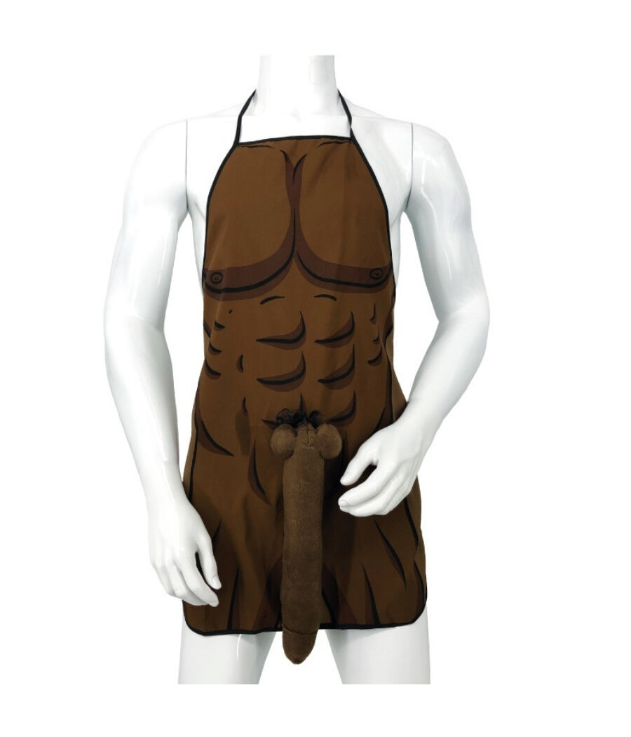 DIABLO PICANTE - MUSCULAR APRON WITH 3D PENIS IN BROWN TONE