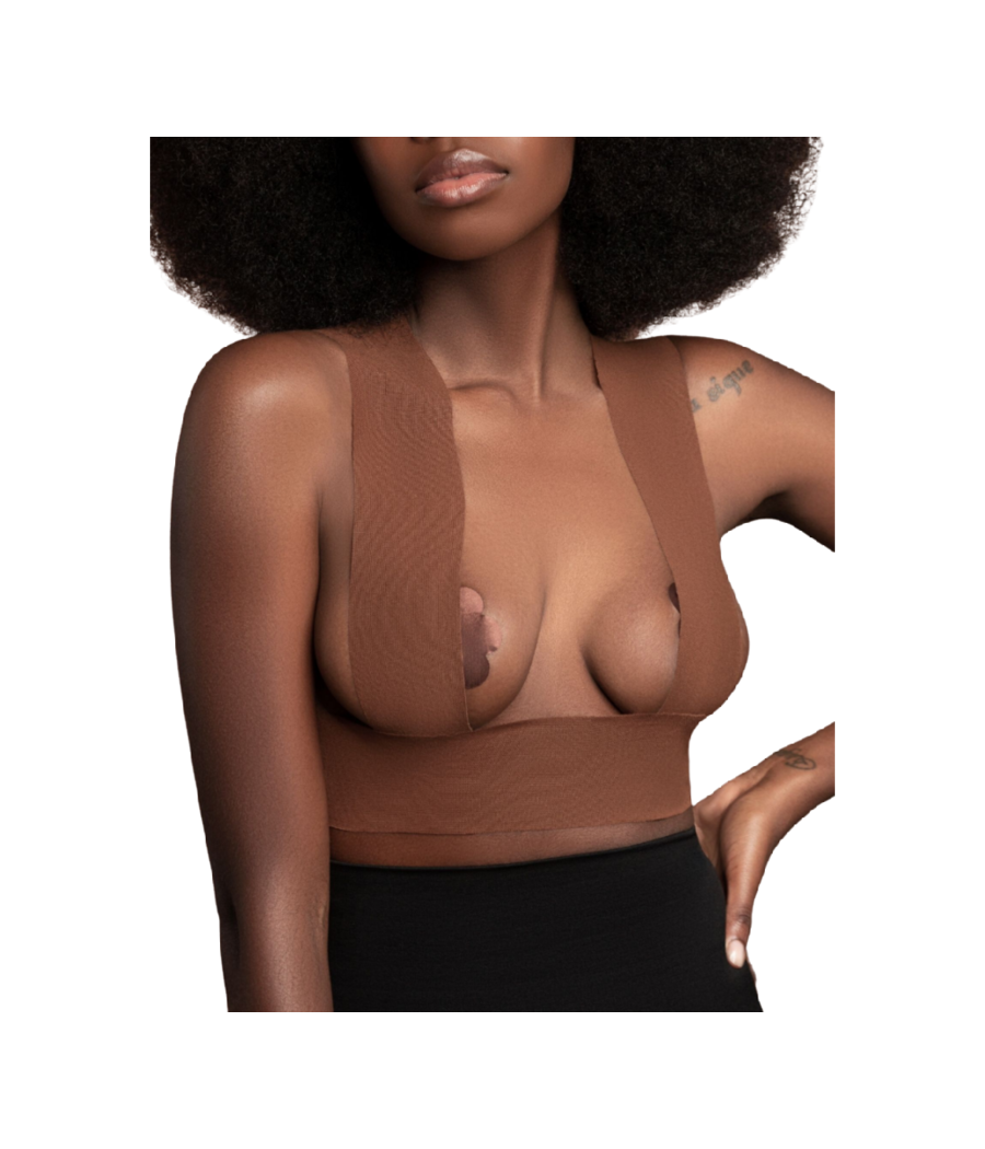 BYE-BRA - BODY CINTA 5 M X 6.5 CM + 3 PARES DE PEZONERAS MARRÓN