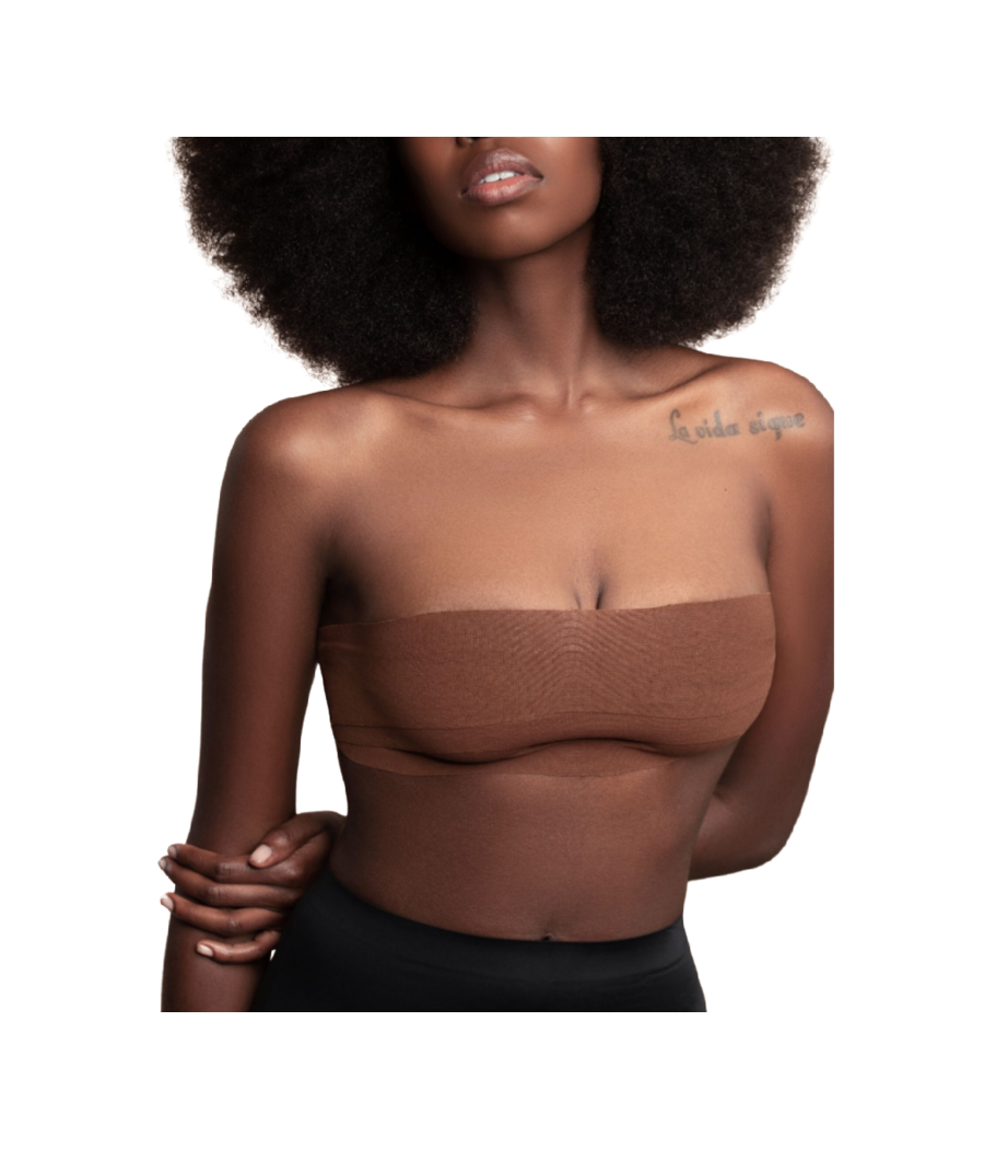 BYE-BRA - KÖRPERBAND 5 M X 6,5 CM + 3 PAAR BRAUNE NIPPELABDECKUNGEN