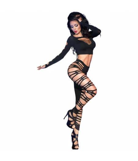 CHILIROSE - CR 3654 TOP E LEGGINS PRETO S/M