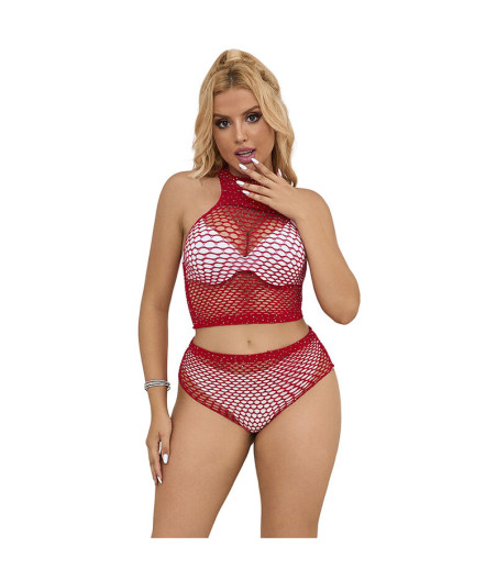 SUBBLIME - 952402 SET DE REJILLA CON BRILLANTES ROJO TALLA ÚNICA