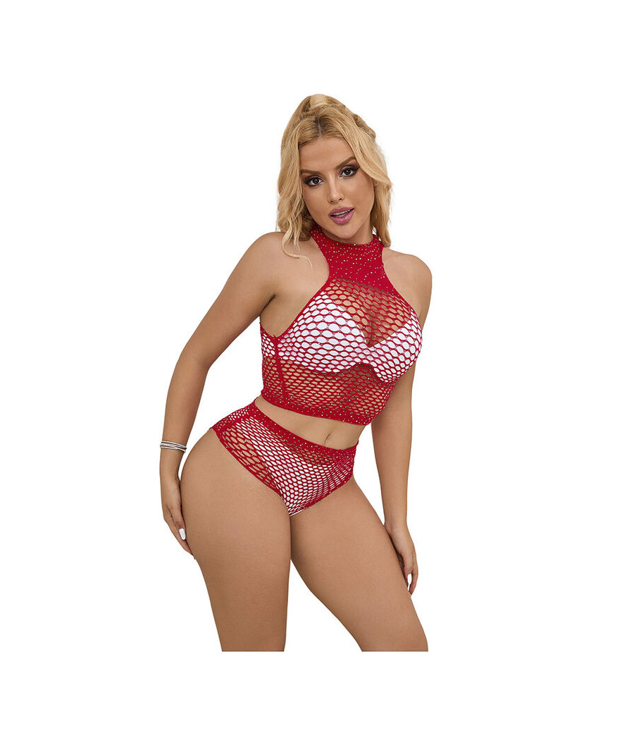 SUBBLIME - 952402 SET DE REJILLA CON BRILLANTES ROJO TALLA ÚNICA