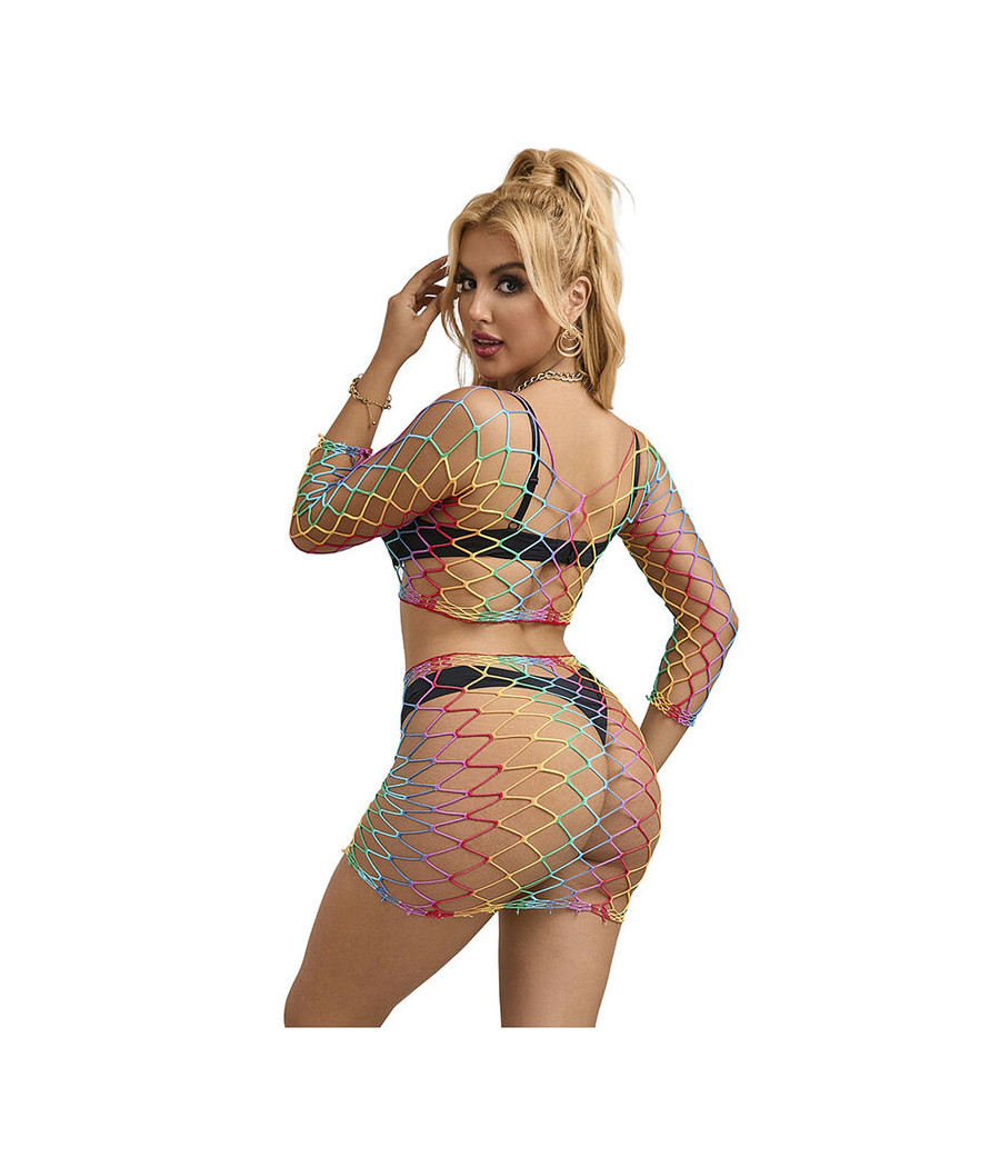 SUBBLIME - 952440 2-PIECE FISHNET SET LONG SLEEVE RAINBOW ONE SIZE