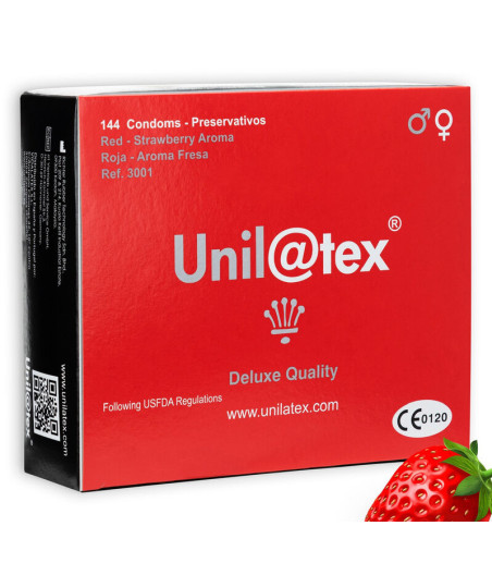 UNILATEX - PRESERVATIVOS ROJOS/FRESA 144 UDS