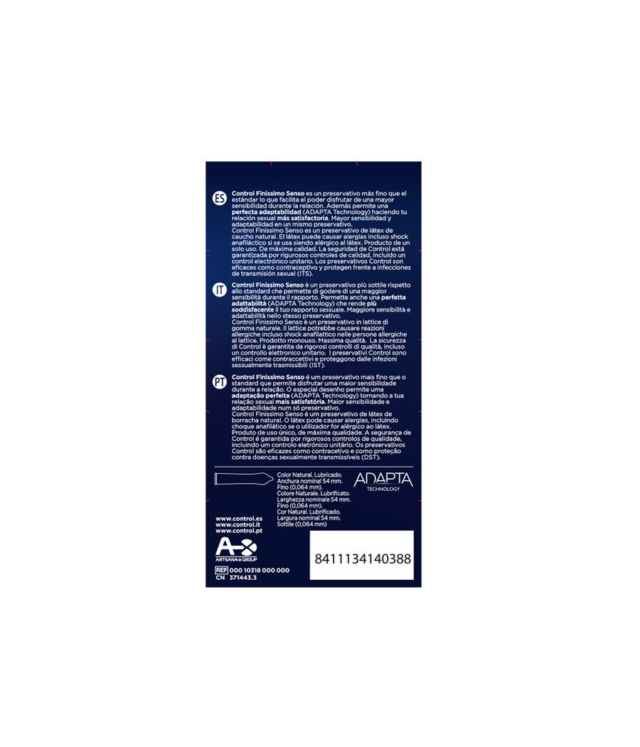 CONTROL - ADAPTA SENSO PRESERVATIVOS 12 UNIDADES