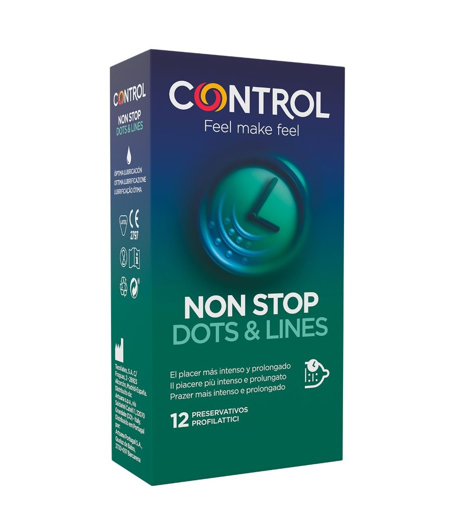 CONTROL - NONSTOP PUNTOS Y ESTRÍAS PRESERVATIVOS 12 UNIDADES