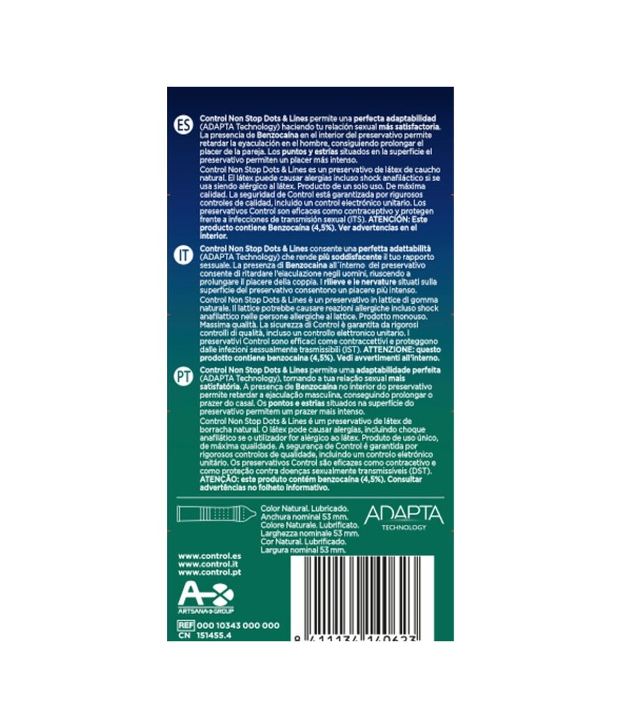CONTROL - NONSTOP DOTS AND LINES CONDOMS 12 UNITS
