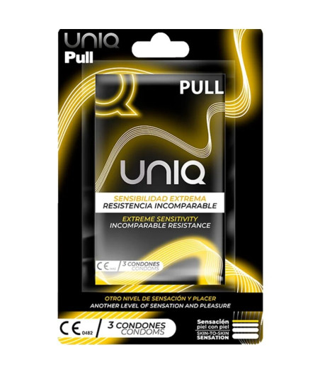 UNIQ - PULL LATEX FREE CONDOMS WITH STRIPS 3 UNITS
